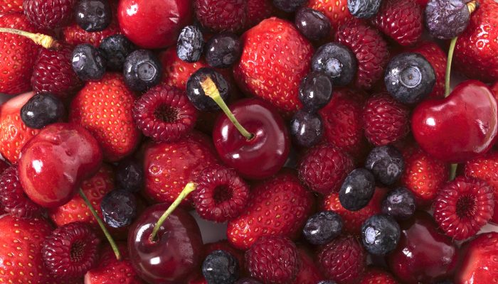 Mixed berries closeup. Top view.