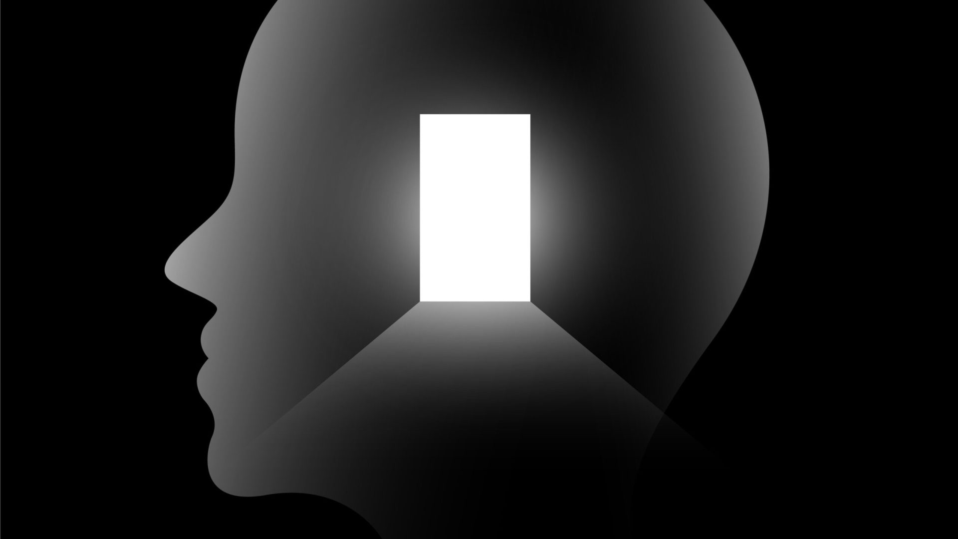 human head with open door dark background for mental health vector