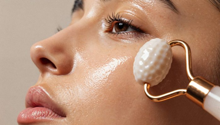woman-using-face-roller-skincare